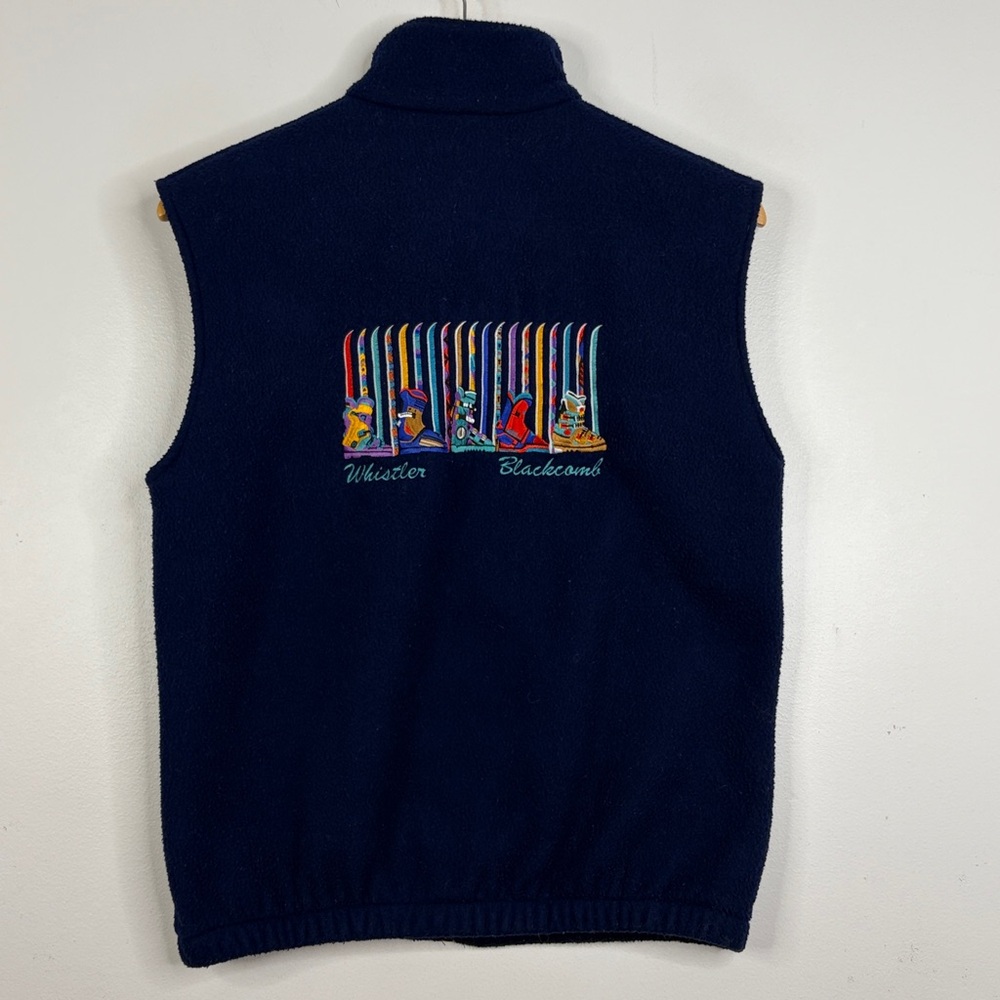 Vintage Vest Mens Small Navy Blue Fleece Whistler Ski Made in Canada Retro 90s